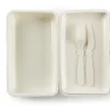 Contenitore portapranzo con posate, gattino, bianco
