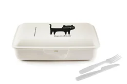 Contenitore portapranzo con posate, gattino, bianco