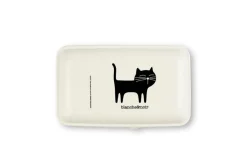 Contenitore portapranzo con posate, gattino, bianco