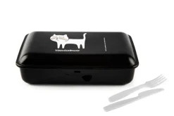 Contenitore portapranzo con posate, gattino, nero