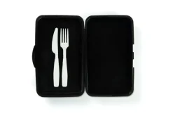 Contenitore portapranzo con posate, gattino, nero