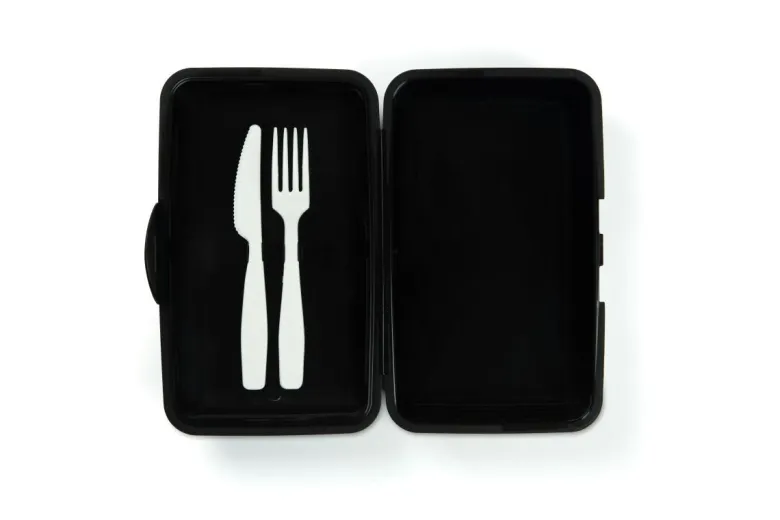 Contenitore portapranzo con posate, gattino, nero