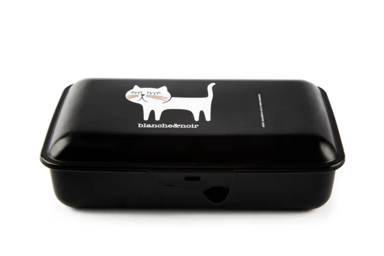 Contenitore portapranzo con posate, gattino, nero