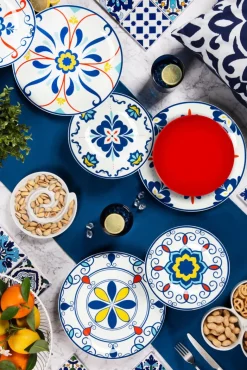 Cuscino decorativo, bianco/blu, 45x45 cm