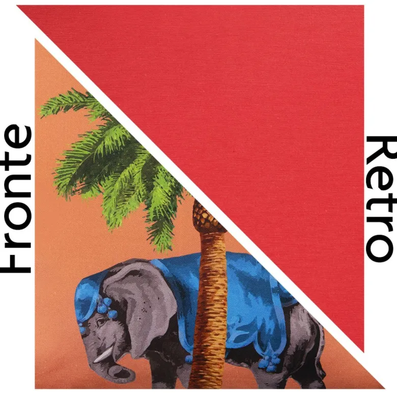 Cuscino decorativo, multicolore, elefante/palma, 45x45 cm
