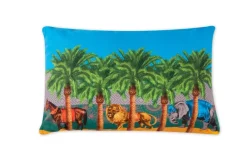 Cuscino decorativo, multicolore, animali/palme, 45x30 cm