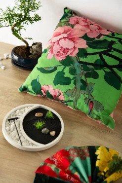 Cuscino decorativo, orientale, con fiori, 45x45 cm