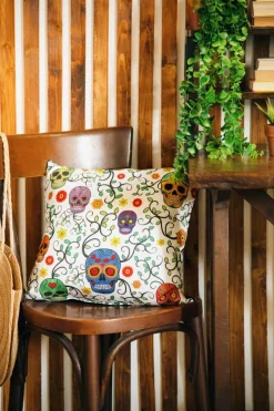 Cuscino decorativo, stile calavera, teschi, 45x45 cm