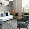 Cuscino decorativo, stile etnico, bianco/nero, 45x45 cm
