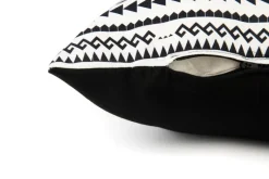 Cuscino decorativo, stile etnico, bianco/nero, 45x45 cm