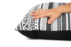 Cuscino decorativo, stile etnico, bianco/nero, 45x45 cm