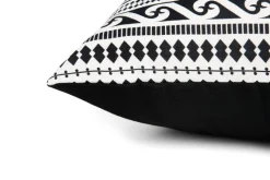 Cuscino decorativo, stile etnico, bianco/nero, 45x45 cm