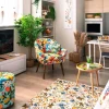 Cuscino decorativo, stile floreale, azzurro, 45x30 cm