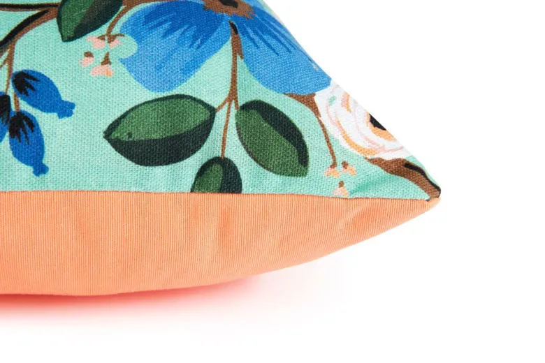 Cuscino decorativo, stile floreale, azzurro, 45x30 cm