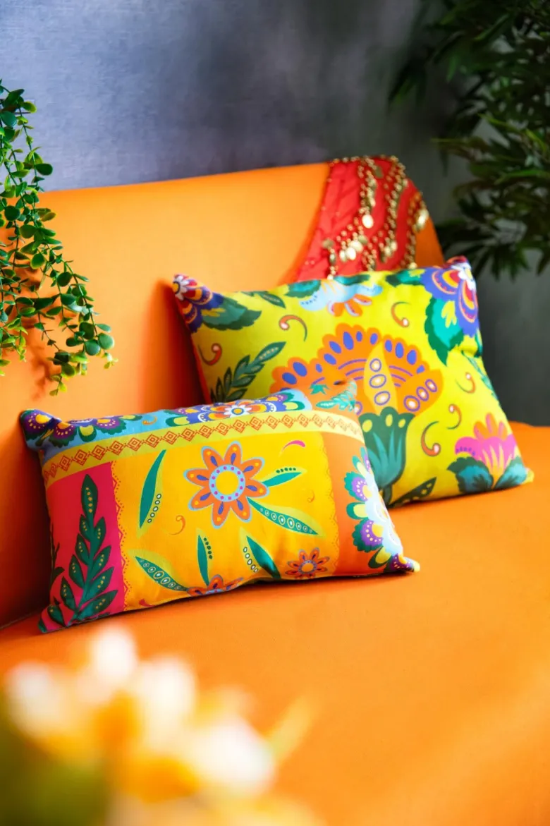 Cuscino decorativo, stile gipsy, multicolore, 45x30 cm