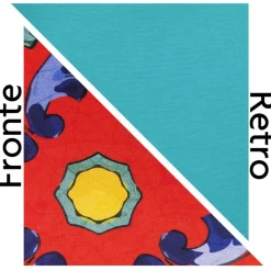 Cuscino decorativo, stile maioliche, rosso, 45x45 cm