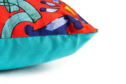 Cuscino decorativo, stile maioliche, rosso, 45x45 cm
