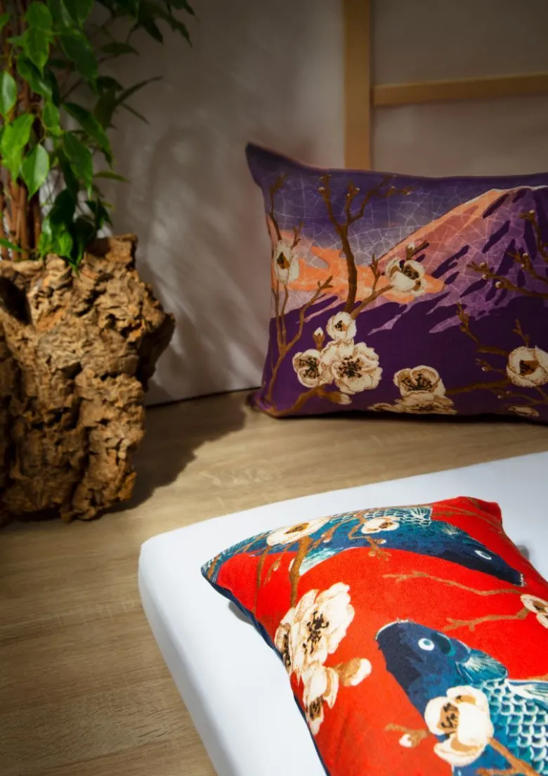 Cuscino decorativo, stile orientale, carpe, 45x30 cm