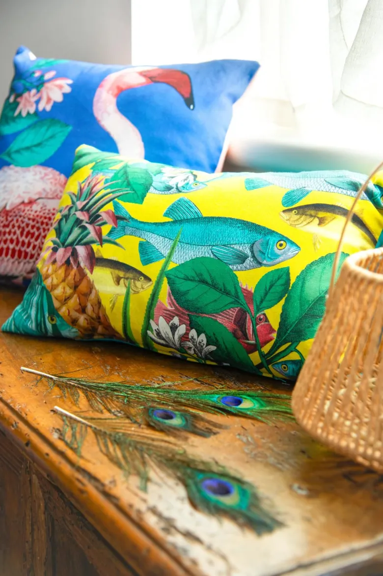 Cuscino decorativo, stile tropicale pesci, 45x30 cm