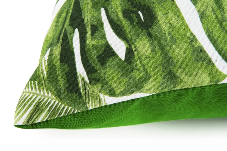 Cuscino decorativo, verde, foglie e felci, 45x45 cm