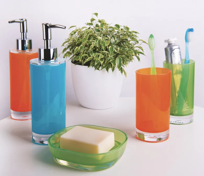 Dosatore per sapone liquido, plastica, azzurro, 300 ml