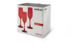 Flute, 6 pezzi, vetro rosso