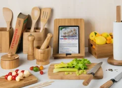 Formaggiera/zuccheriera con cucchiaio e coperchio in bambù