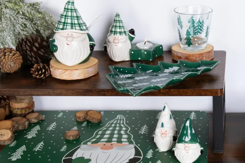 Formaggiera/zuccheriera, gnomo natalizio, ceramica