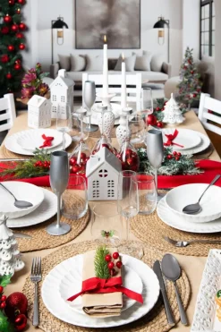 Lanterna, casetta, ceramica bianca, grande