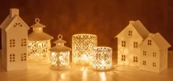 Lanterna, shabby, metallo bianco, grande