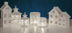 Lanterna, shabby, metallo bianco, grande