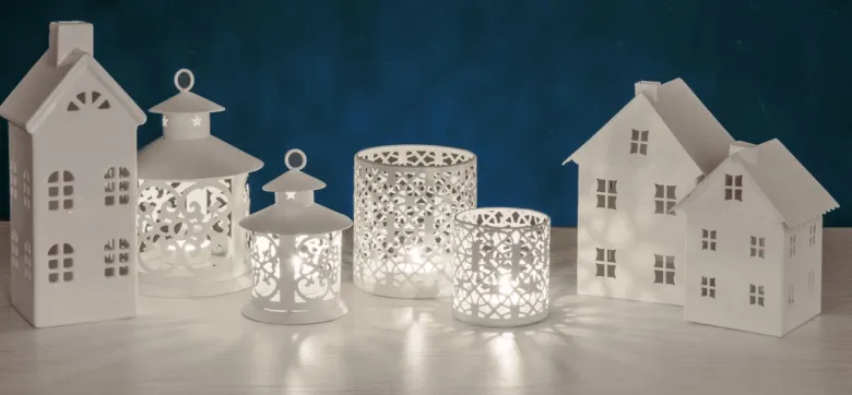 Lanterna, shabby, metallo bianco, grande