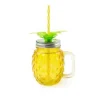 Mug con cannuccia, vetro, ananas, giallo