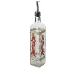 Oliera con versatore, peperoncini, vetro