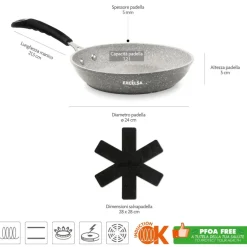 Padella antiaderente, effetto pietra, 24 cm