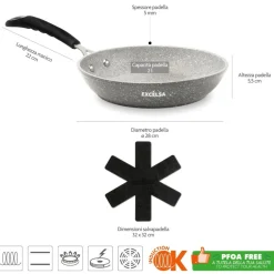 Padella antiaderente, effetto pietra, 28 cm