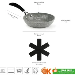 Padella antiaderente, effetto pietra, 18 cm
