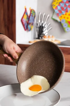 Padella, 1 pezzo, 28 cm, effetto legno e pietra
