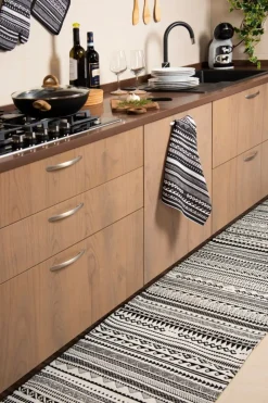 Passatoia da cucina, etnico, bianco e nero, 55x180 cm