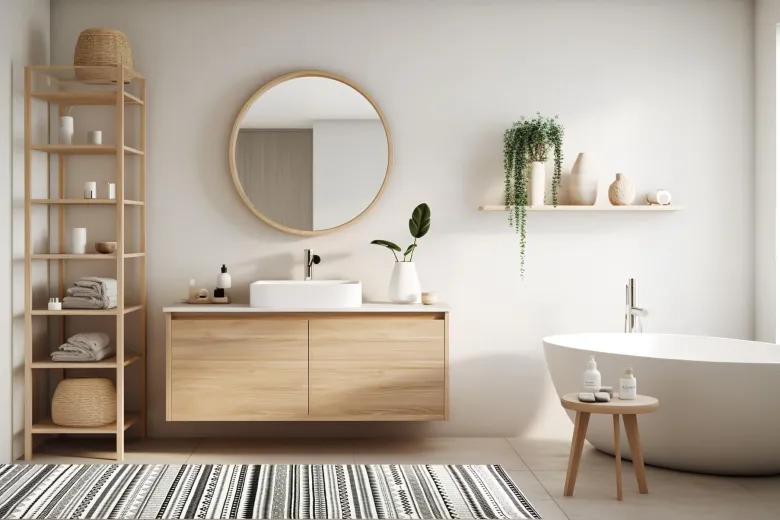 Passatoia da cucina, etnico, bianco e nero, 55x180 cm