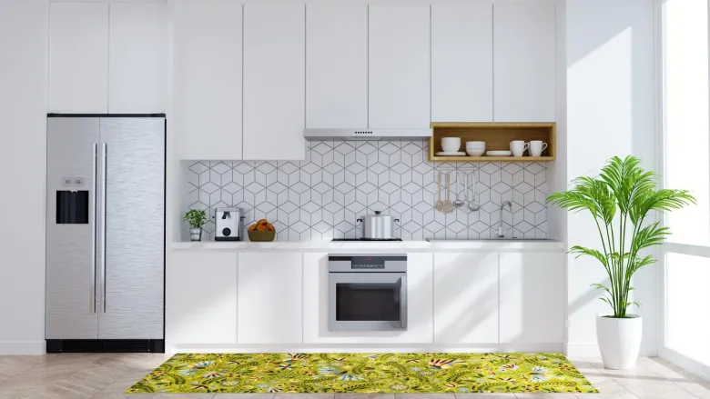 Passatoia da cucina, fantasia fiori messicani, 55x180 cm