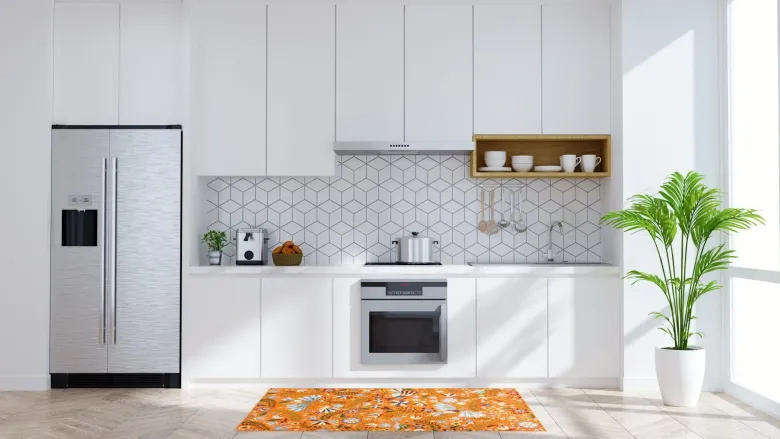 Passatoia da cucina, fantasia fiori messicani, 55x110 cm