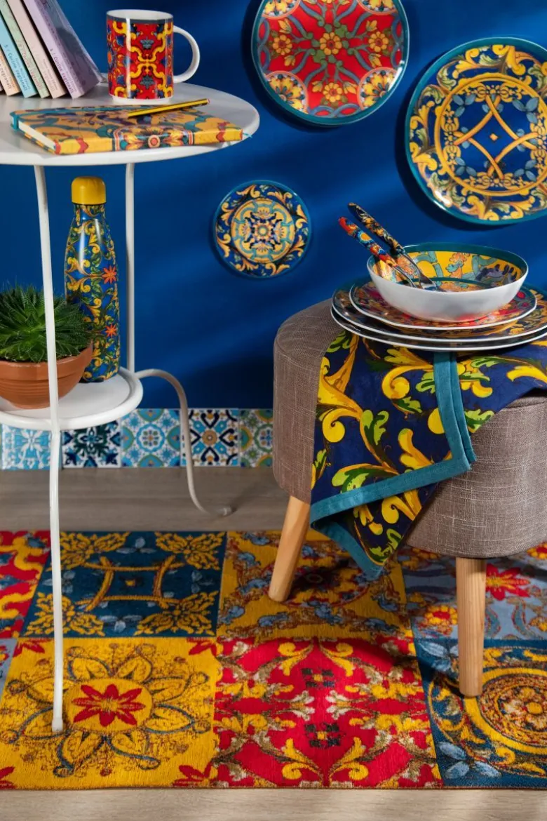 Passatoia da cucina, stile siciliano, multicolore, 55x180 cm