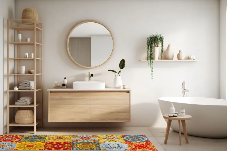 Passatoia da cucina, stile siciliano, multicolore, 55x180 cm