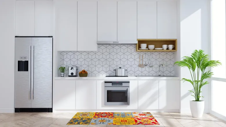 Passatoia da cucina, stile siciliano, multicolore, 55x110 cm