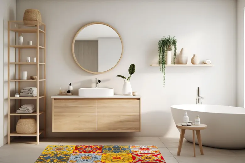 Passatoia da cucina, stile siciliano, multicolore, 55x110 cm