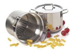 Pentola con cestello e coperchio, acciaio inox, 22 cm