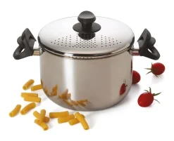 Pentola e coperchio forato, acciaio inox, 22 cm