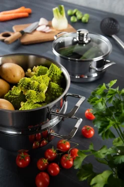 Pentola vaporiera, 4 pezzi, acciaio inox, 20 cm