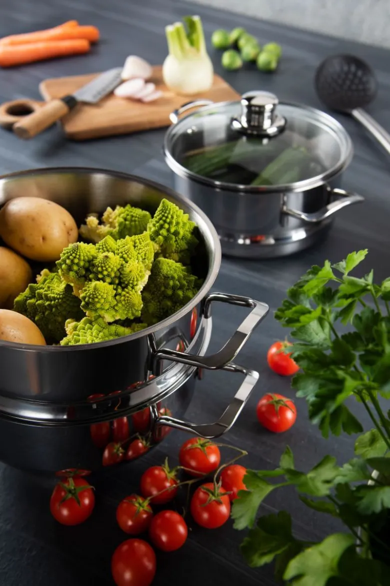 Pentola vaporiera, 4 pezzi, acciaio inox, 20 cm